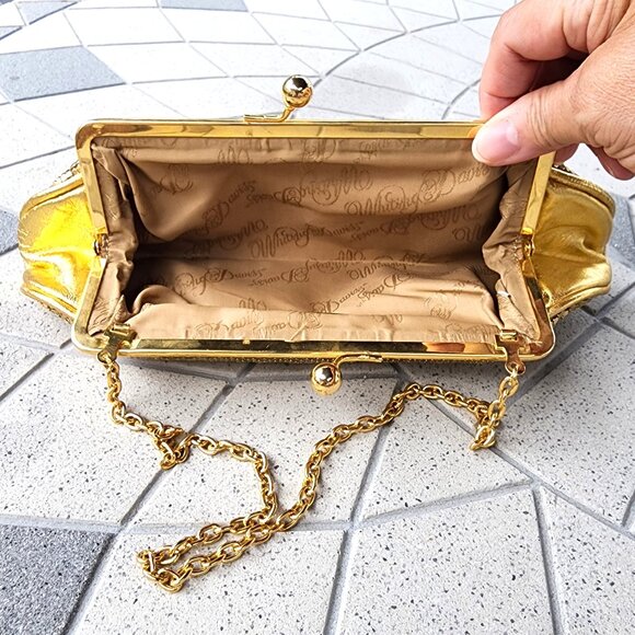 Whiting & Davis Gold Tone Chainmail Mesh Kiss Lock Evening Bag Vintage - Picture 5 of 10